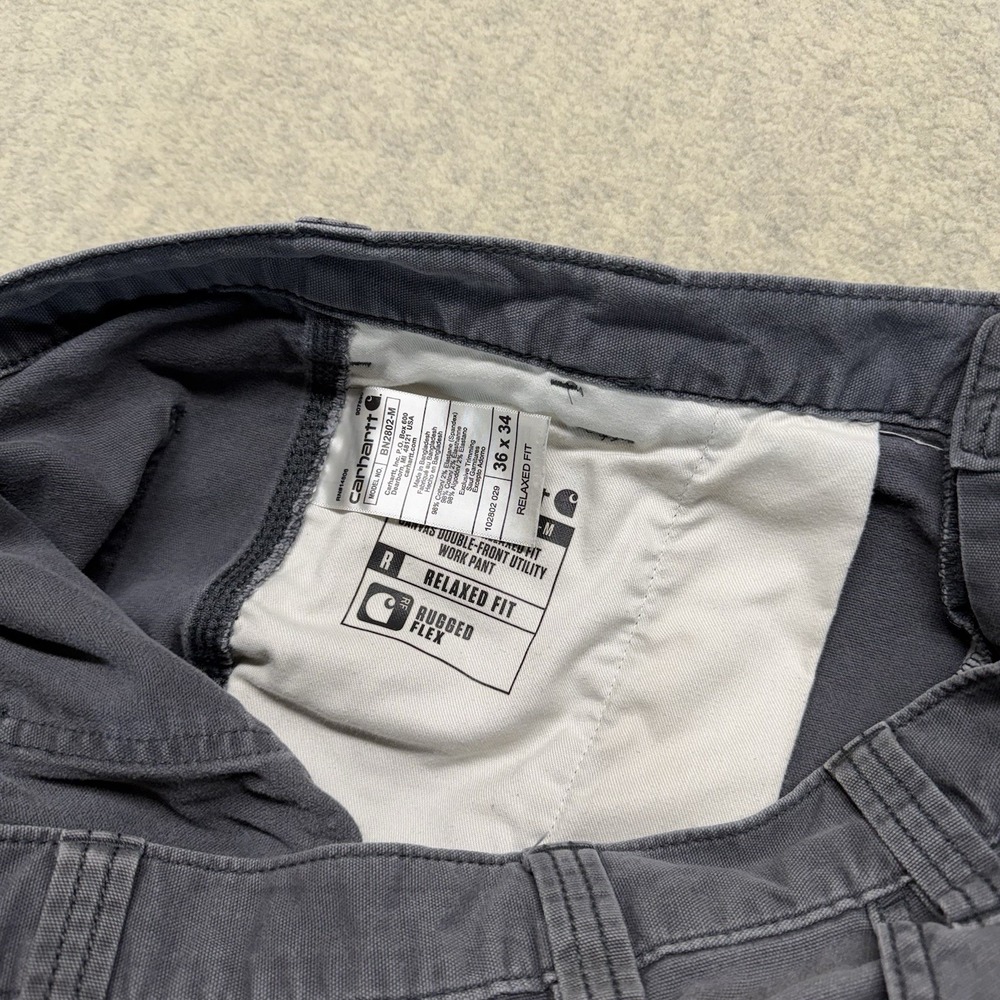Carhartt Rugged Flex Double Front Work Pants Distressed Gray 36x34 - Picture 6 of 10